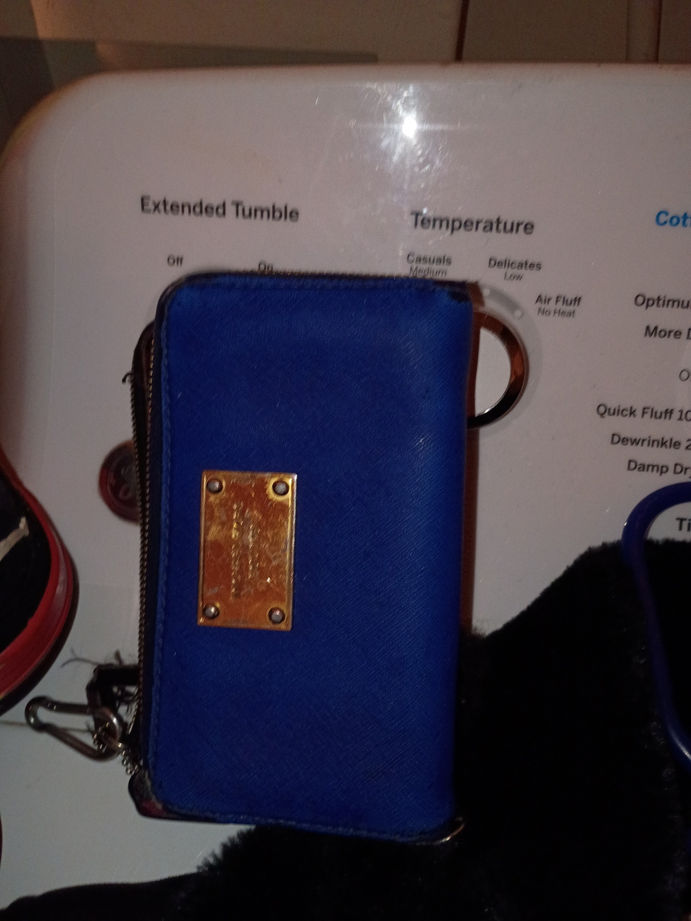 Michael Kors Collection Royal Blue Wristlet Phone Wallet with Gold Plate